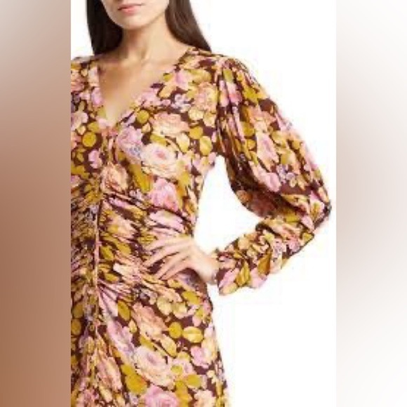 BY TIMO Maroon and pink floral ruched maxi dress size XS.‎ - Picture 2 of 16